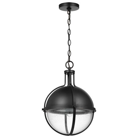 Nuvo Lincoln 1-Light Large Pendant, E26 60W, Matte Black, Clear Seeded 60/7675